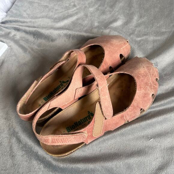 BioNatura women's Shoes Ballerina clog leather wedge low strap 38 - Picture 2 of 8